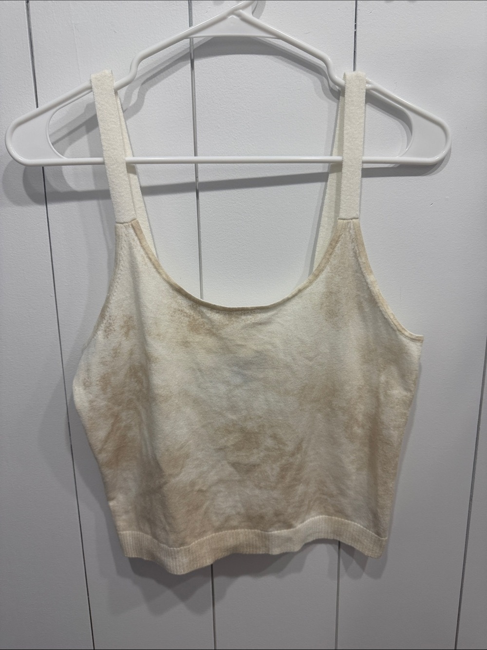 Sanctuary Cream Marled Knit Cropped Tank Top NWT Size M Soft Stretch Scoop Neck